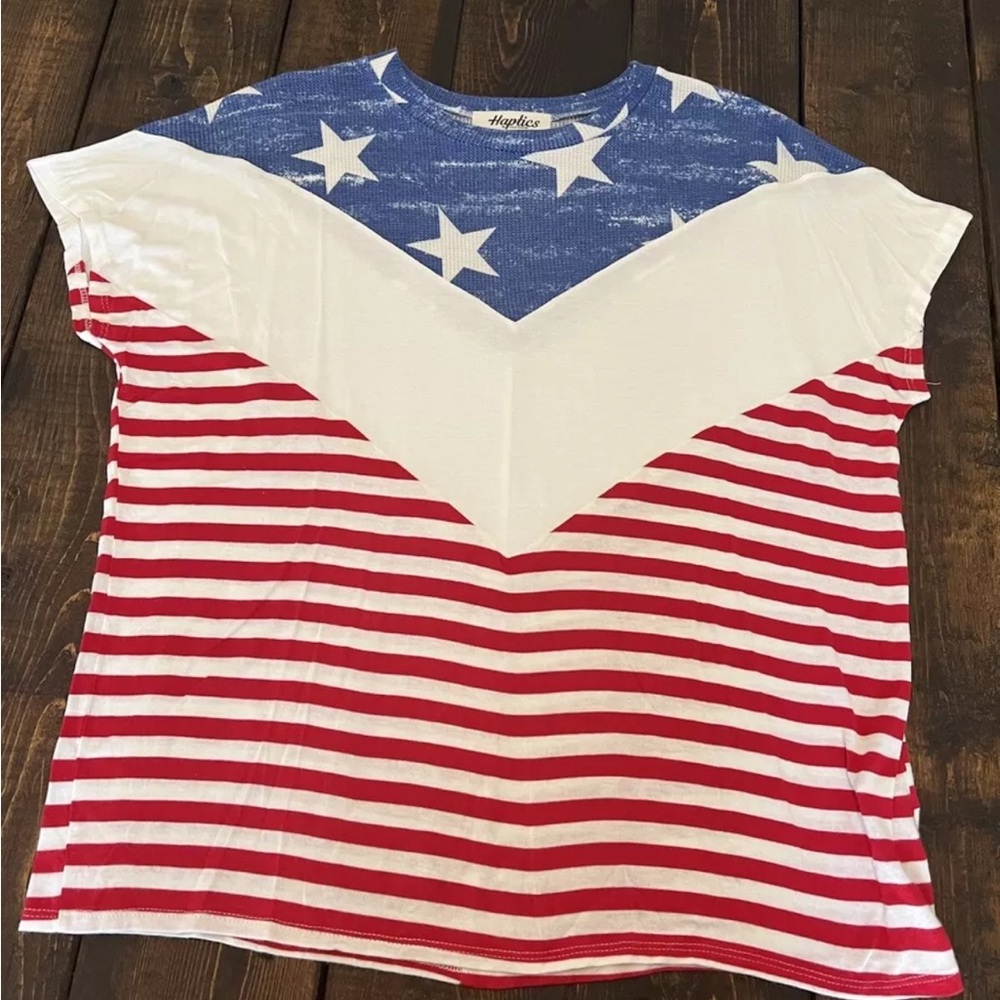 Haptics Women’s Short Sleeve American Flag Print Size Small
